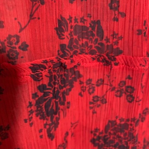 Sundance Sheer Gothic Edgy Vampy Dark Floral Grunge Romantic Holiday Party Top - Picture 9 of 10